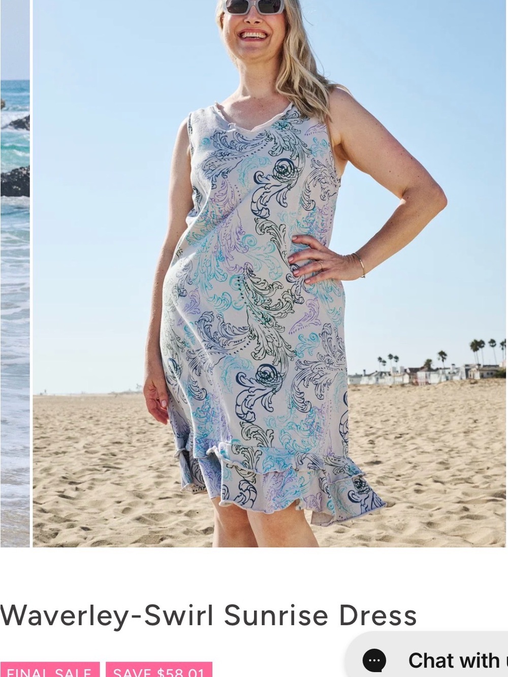 fresh produce Paisley Swirl Sleeveless Swim Cover in Light Blue and Cream